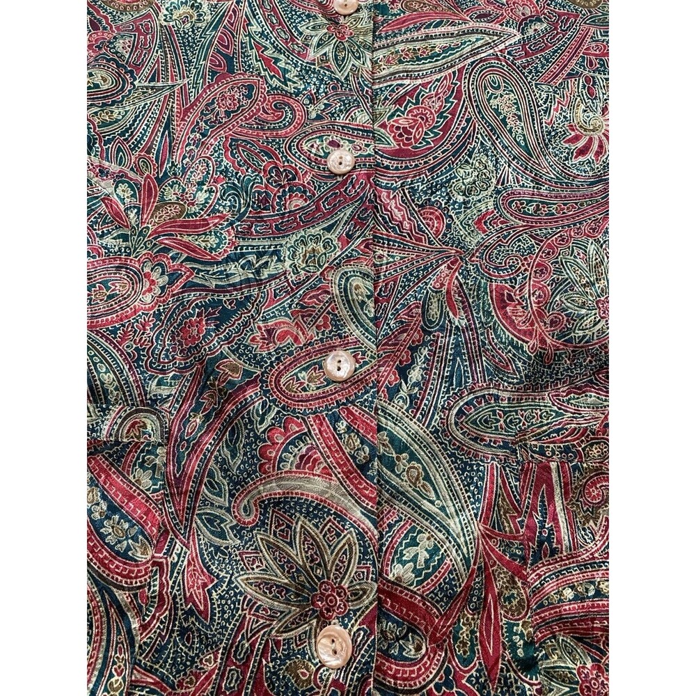 Victoria's Secret Vintage 90's Red Green Gold Paisley Night Shirt Size M - Picture 13 of 13
